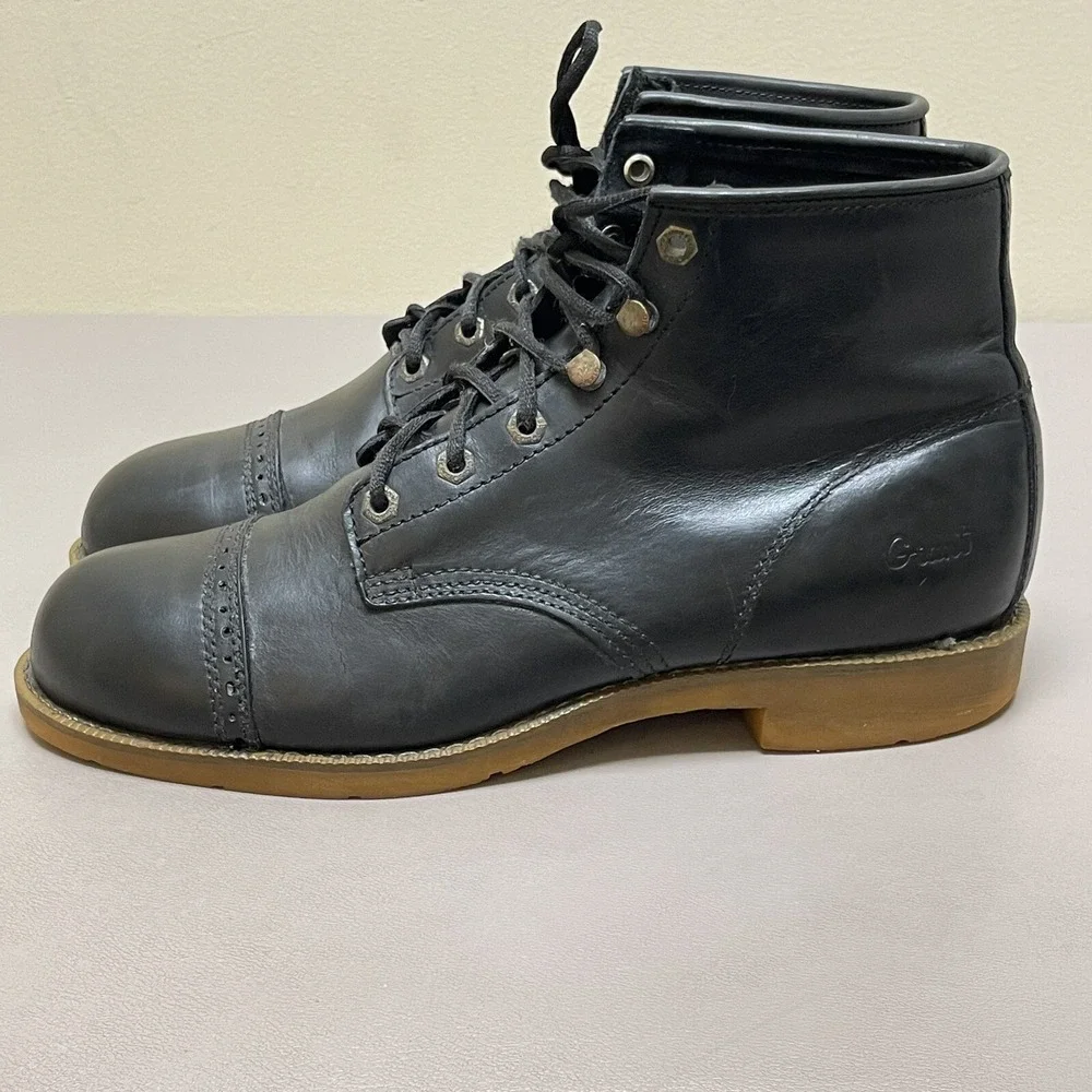 Giant Georgia Dress Boots‎ Men 10.5 W Black Leather Cap Toe Chukka Shoes Lace Up